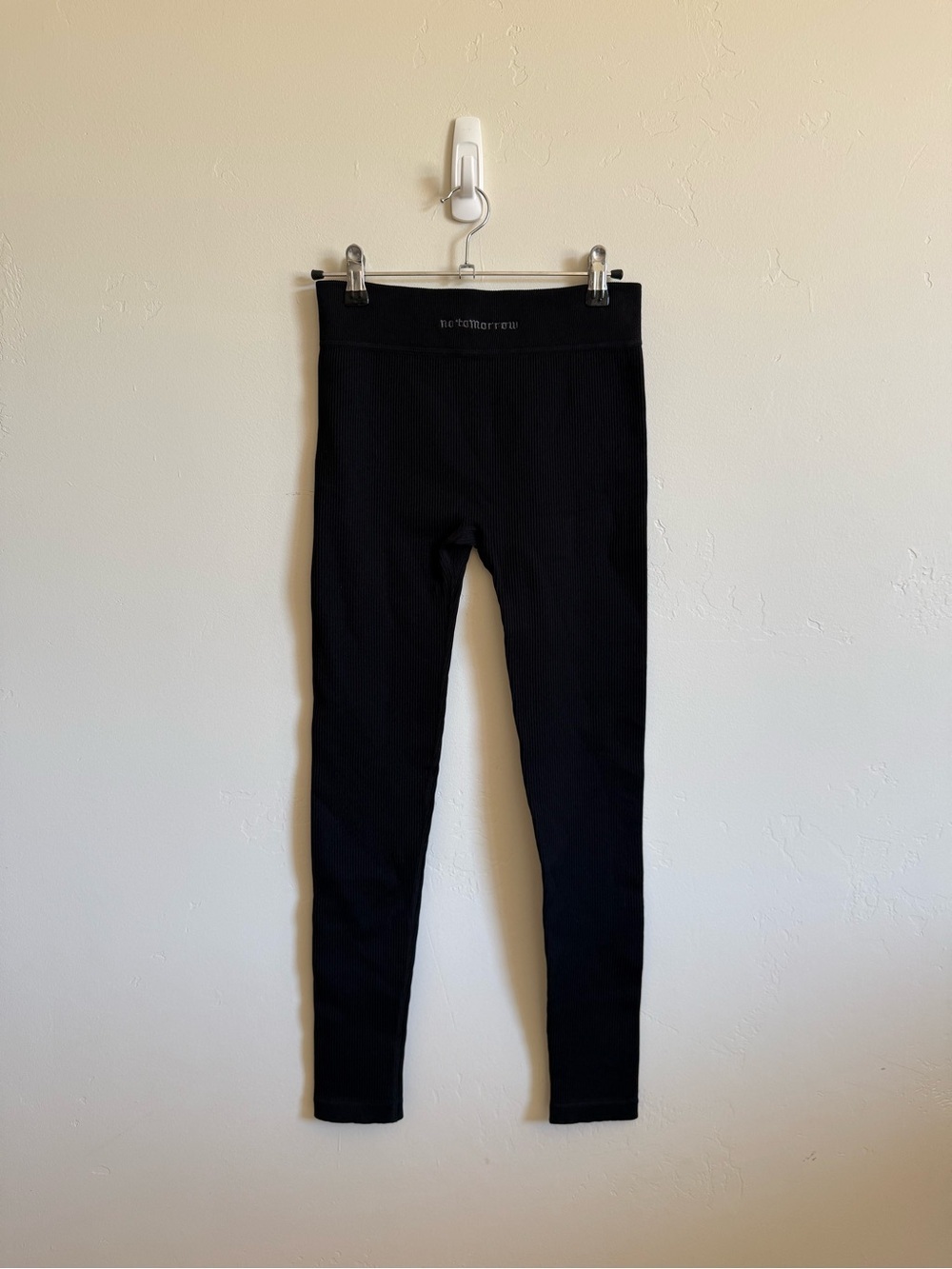 Civil Regime x No Tomorrow Black Ribbed Seamless High Rise Leggings Size Large